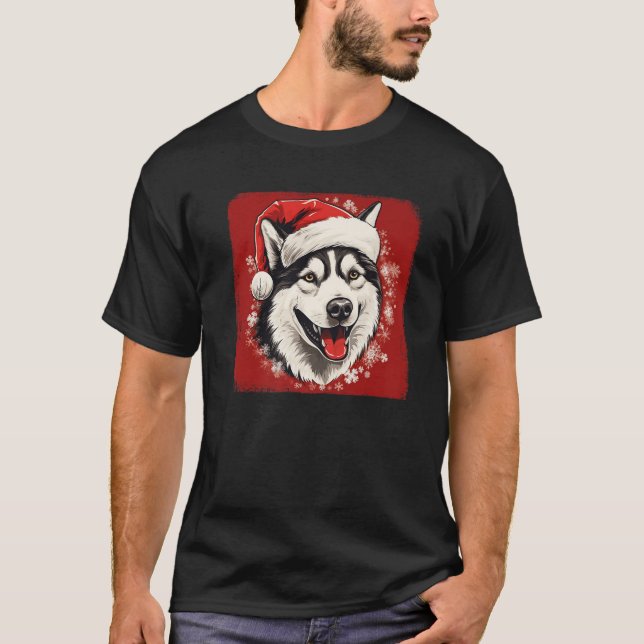 Camiseta Rouco Mãe Pai Xmas Presente Irmão Husky Dog Lover  (Frente)