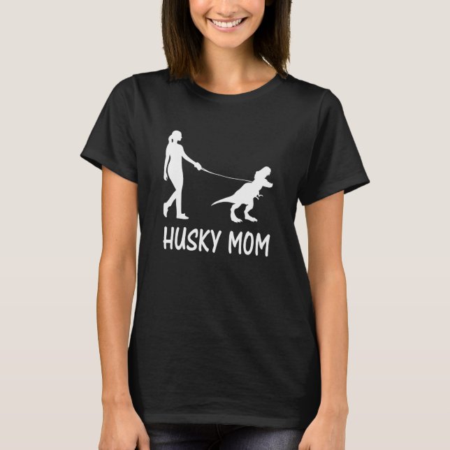 Camiseta Rouco Mãe Siberiana Husky Mama Dog Dinossaur Mulhe (Frente)
