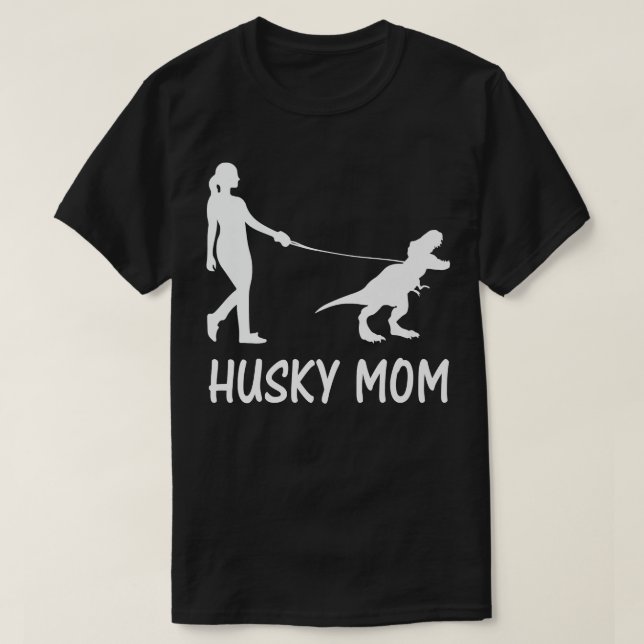Camiseta Rouco Mãe Siberiana Husky Mama Dog Dinossaur Mulhe (Frente do Design)