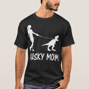 Camiseta Rouco Mãe Siberiana Husky Mama Dog Dinossaur Mulhe