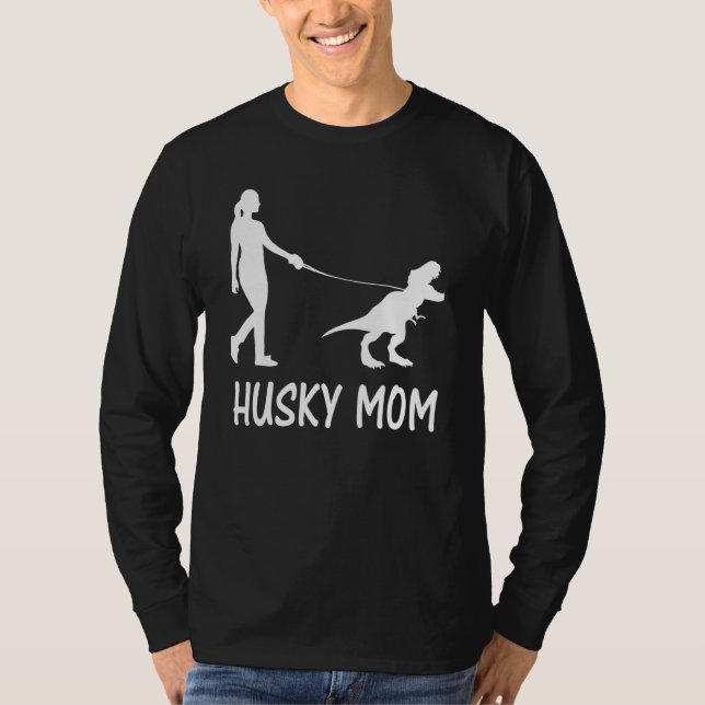 Camiseta Rouco Mãe Siberiana Husky Mama Dog Dinossaur Mulhe (Frente)