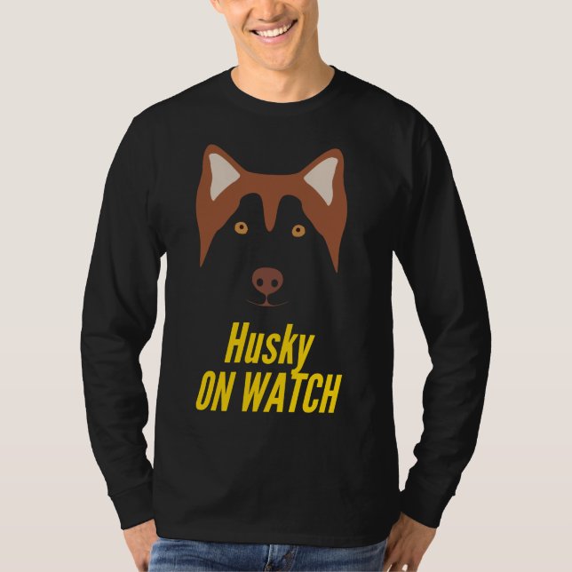 Camiseta Rouco Na Cabeça De Relógio Do Husky Siberiano (Frente)