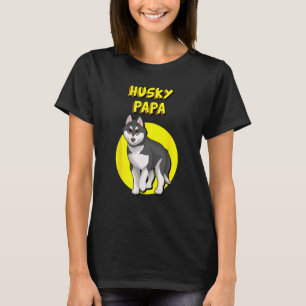 Camiseta Rouco Papá Negro e Branco Sibéria Husky Pai Irmão