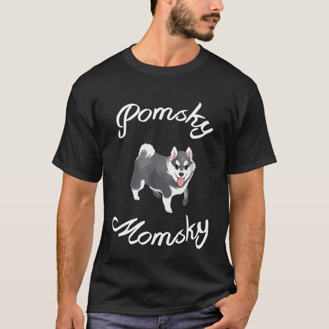 Camiseta Rouco - Pomsky Momsky Shirt Pet Pomsky Mamãe T-Shi (Frente)