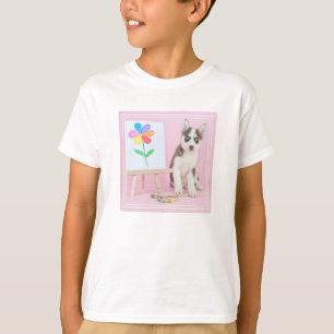 Camiseta Rouco Puppy Pintando uma Flor Arco-Íris