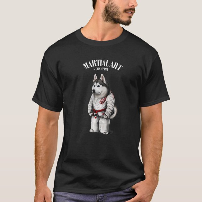 Camiseta Rouco Sibe Dog Judo Karate Master em Judogi Branco (Frente)