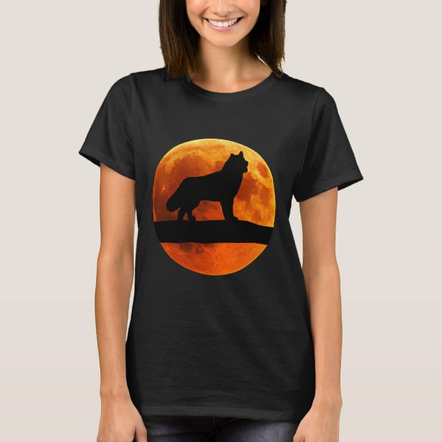 Camiseta Rouco Silhouette Moon Siberian Husky (Frente)