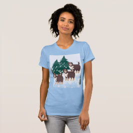 Camiseta Roucos marrons em neve e inverno