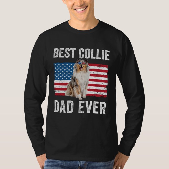 Camiseta Rough Collie Dad American Flag Collie Dog  Owner (Frente)
