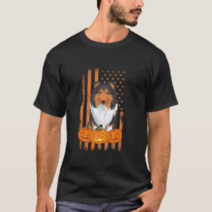 Camiseta Rough Collie Dog American Flag Patriotic Halloween