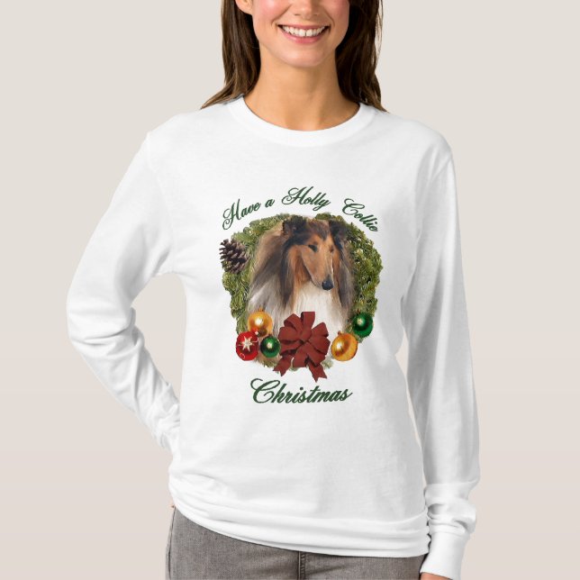 Camiseta Rough Collie Natal Gifts (Frente)