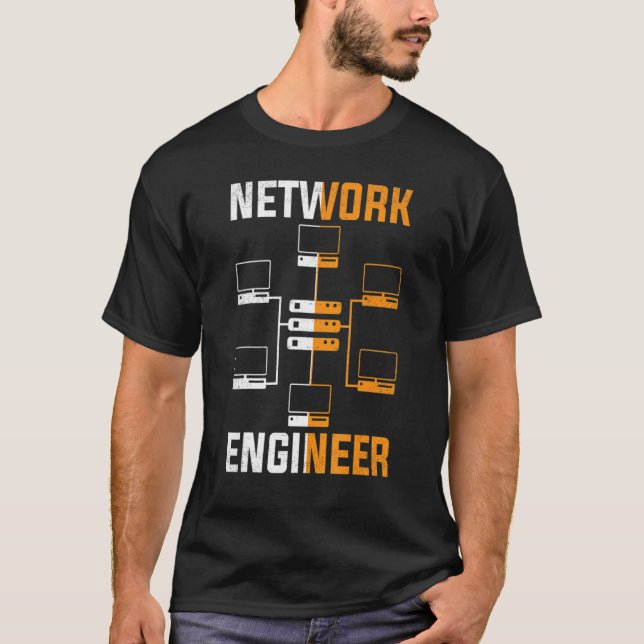 Camiseta Roupa 1 de engenharia de Engenheiro de rede (Frente)