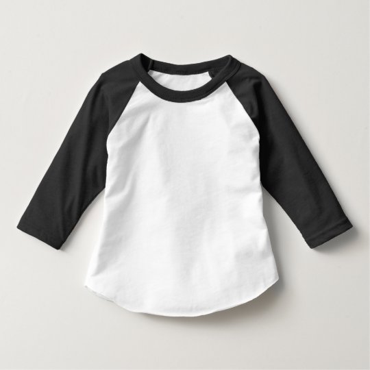 Camiseta Infantil com Mangas 3/4 Raglan, American Apparel, Preto