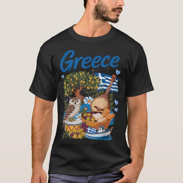 Camiseta Roupa com a bandeira grega para crianças com tema  (Frente)