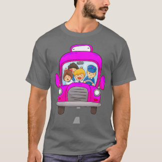 Camiseta Roupa cor-de-rosa de ônibus escolares Presente per