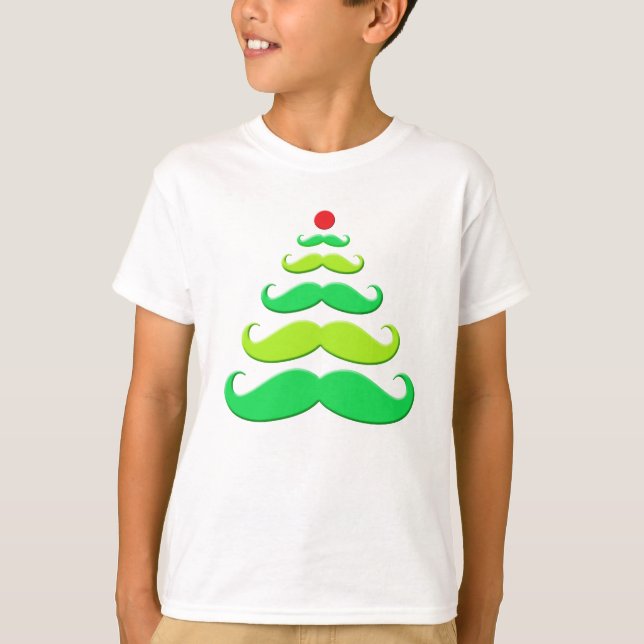 Camiseta Roupa da árvore de Natal do bigode (Frente)