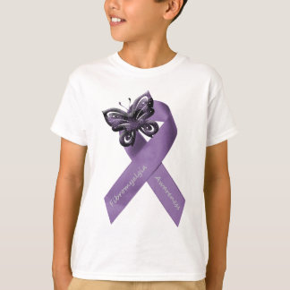 Camiseta Roupa da fita da borboleta da fibromialgia