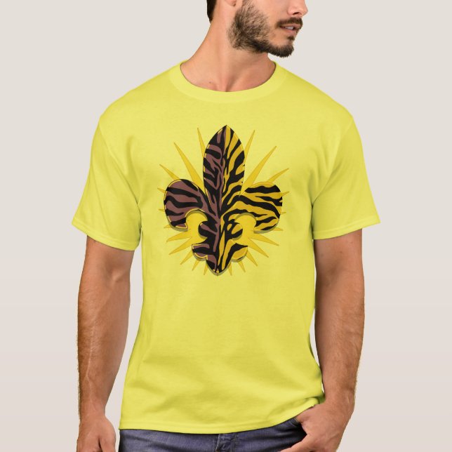 Camiseta Roupa da flor de lis do tigre (Frente)