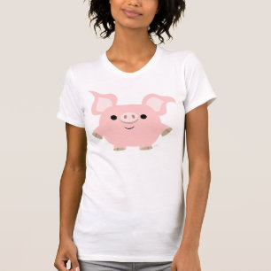 Camiseta Roupa das mulheres do porco dos desenhos animados