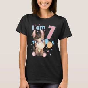 Camiseta Roupa de aniversário de 7 anos menino menina Caval