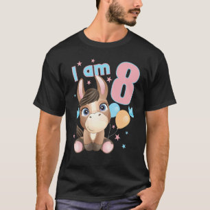 Camiseta Roupa de Aniversário de 8 Anos Menino Menina Caval