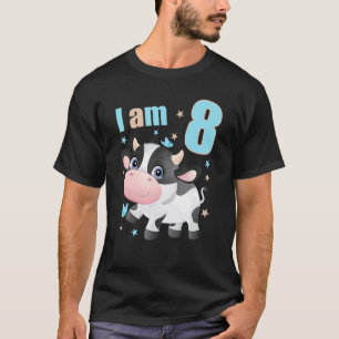 Camiseta Roupa de Aniversário de 8 Anos Menino Menina Vacas