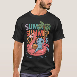 Camiseta Roupa de Banho Divertida de Axolote para Festa na