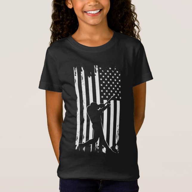 Camiseta Roupa de Baseball de Bandeira Americana - Baseball (Frente)