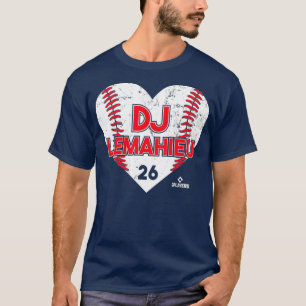 Camiseta Roupa de Basebol do Coração DJ LeMahieu
