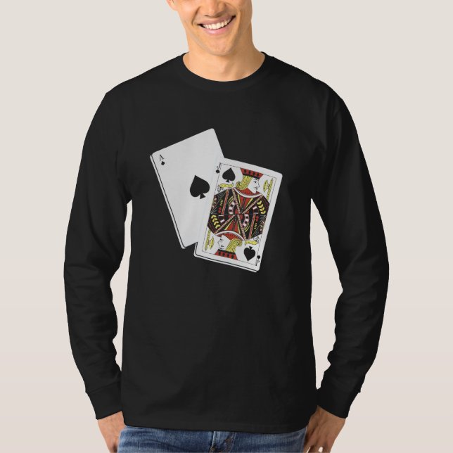 Camiseta Roupa de Blackjack Carta de Baralho (Frente)