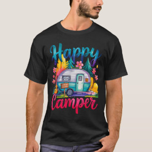 Camiseta Roupa de camping engraçada feliz barraca trailer r