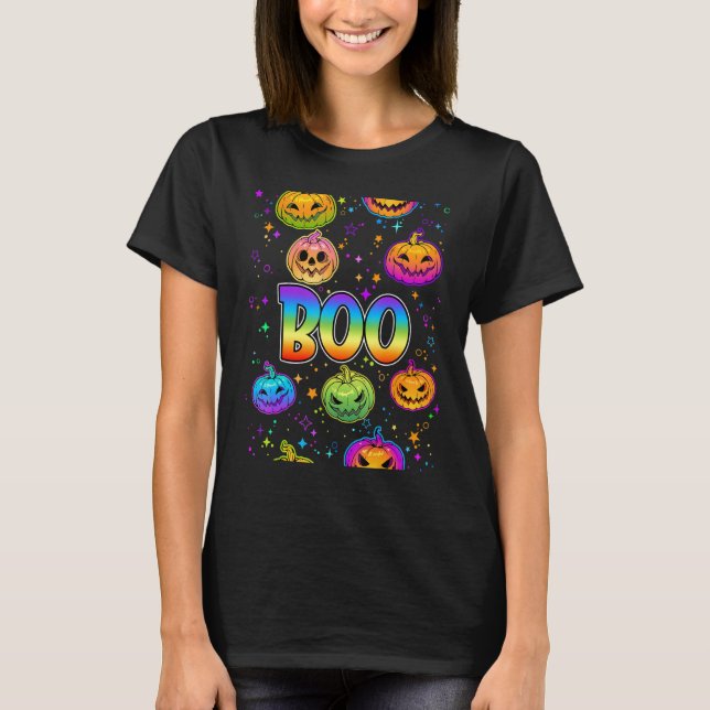 Camiseta Roupa de carnaval de abóbora Boo Halloween 1 (Frente)