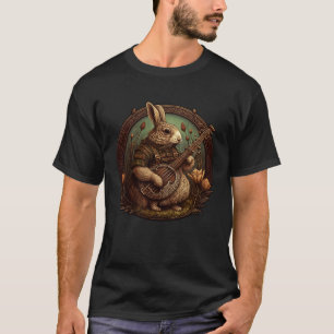 Camiseta Roupa de coelho tocando banjo guitarra música para