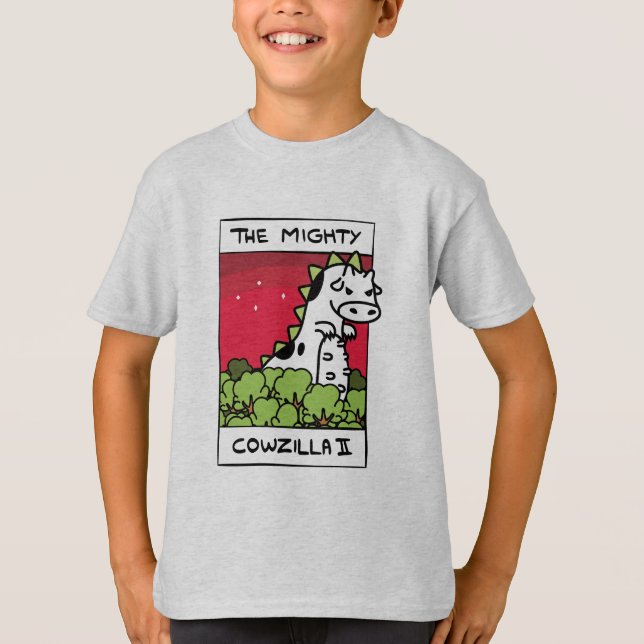 Camiseta Roupa de Cowzilla da evolução da vaca (Frente)