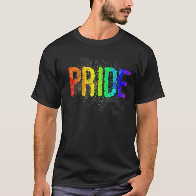 Camiseta Roupa de Design do Orgulho Arco-Íris Desenhado Úni (Frente)
