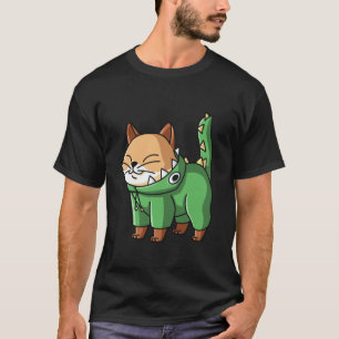 Camiseta Roupa de Dinossauro Gatinho Fofa para Meninas e Me
