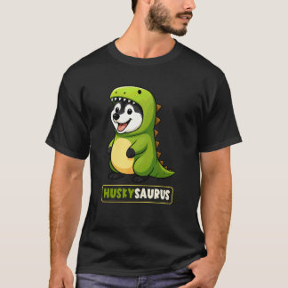 Camiseta Roupa de Dinossauro Husky Engraçada Trex Huskysaur