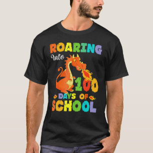 Camiseta Roupa de Dinossauro Rugindo nos 100 Dias de Escola