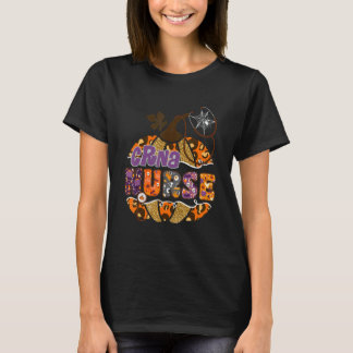Camiseta Roupa de Enfermeira Preta Estetoscópio Leopardo Ab