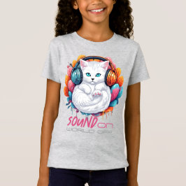 Camiseta Roupa de exibição do Gatinho do grafite - Branco