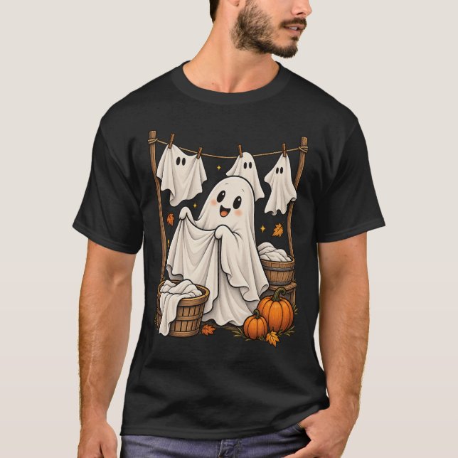 Camiseta Roupa de Fantasma Bonito de Halloween (Frente)