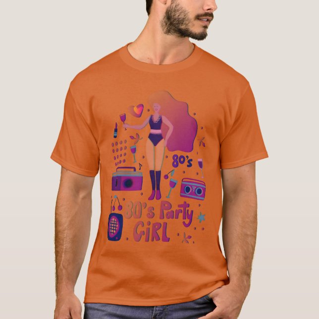Camiseta roupa de festa de garota dos anos 80 (Frente)