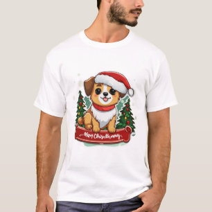 Camiseta Roupa de Festa de Natal Festiva de Cão de Feriado