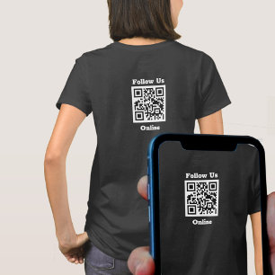 Camiseta Roupa de funcionarios. Siga-Nos Online. Código QR
