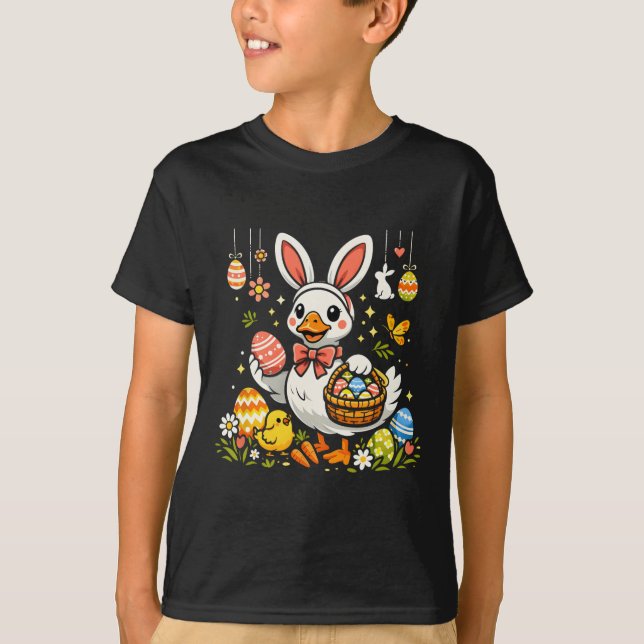 Camiseta Roupa de Ganso Engraçada Orelhas de Páscoa Desenho (Frente)