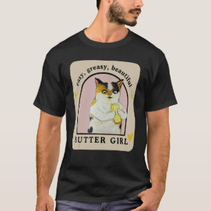 Camiseta Roupa de Gato Garota de Manteiga Bonita Gordurosa