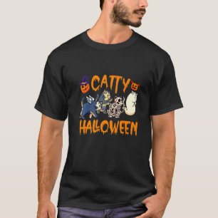 Camiseta Roupa de Gato Malhado de Halloween Gato Fantasma d