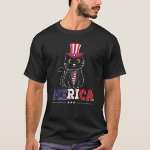 Camiseta Roupa de Gato Merica Americat 4 de Julho