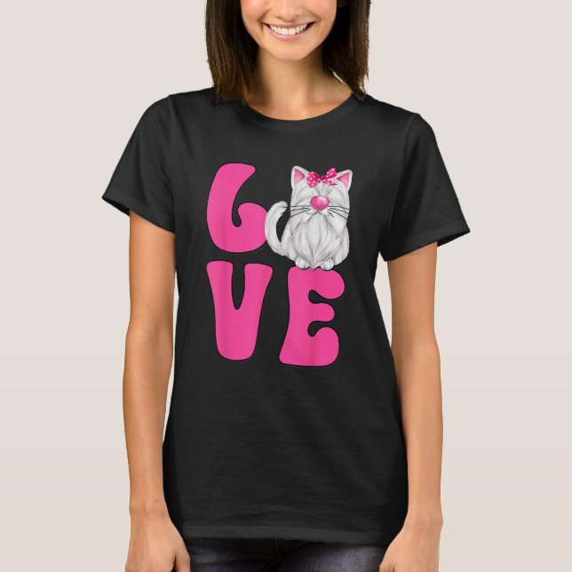Camiseta Roupa De Gato Roxo Para Mulheres E Gato Rosa Mãe Q (Frente)