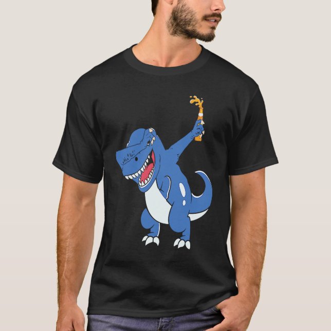 Camiseta Roupa de Gráfico de Cerveja Dino (Frente)